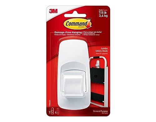 Command Jumbo Wall Hooks - White, 1 Hook + 4 Strips
