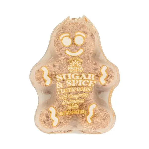 Pacha Soap Co Froth Bomb, Gingerbread Man, Sugar & Spice - 3 Oz