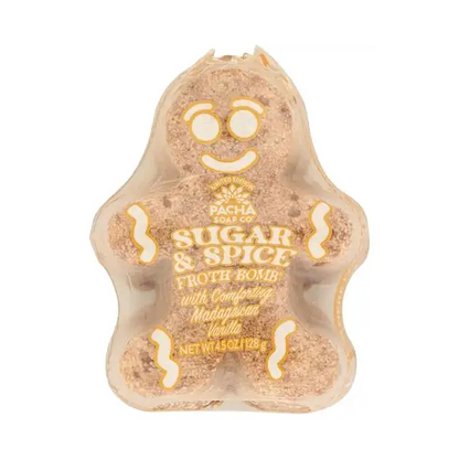 Pacha Soap Co Froth Bomb, Gingerbread Man, Sugar & Spice - 3 Oz