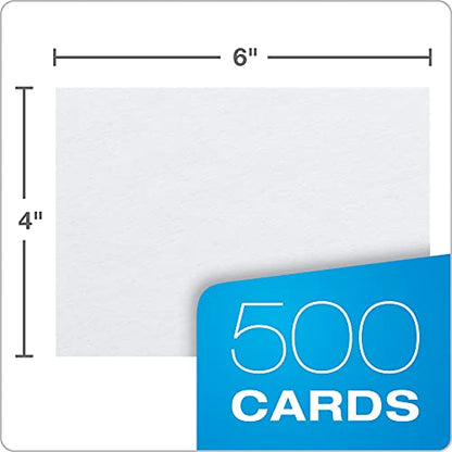Oxford® Blank Index Cards, 4" x 6", White, 100 Per Pack