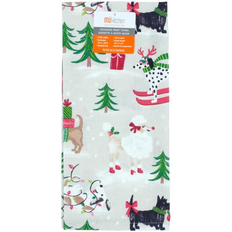 MUkitchen Designer Print Cotton Tea Towel - Wine Not