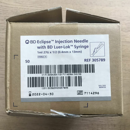 BD ECLIPSE LUER LOK 25G 5/8" 50X3ML SYRI