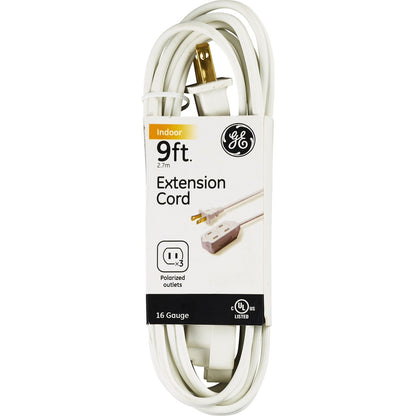 GE EXTEN CORD 3-TAP 9' WHITE