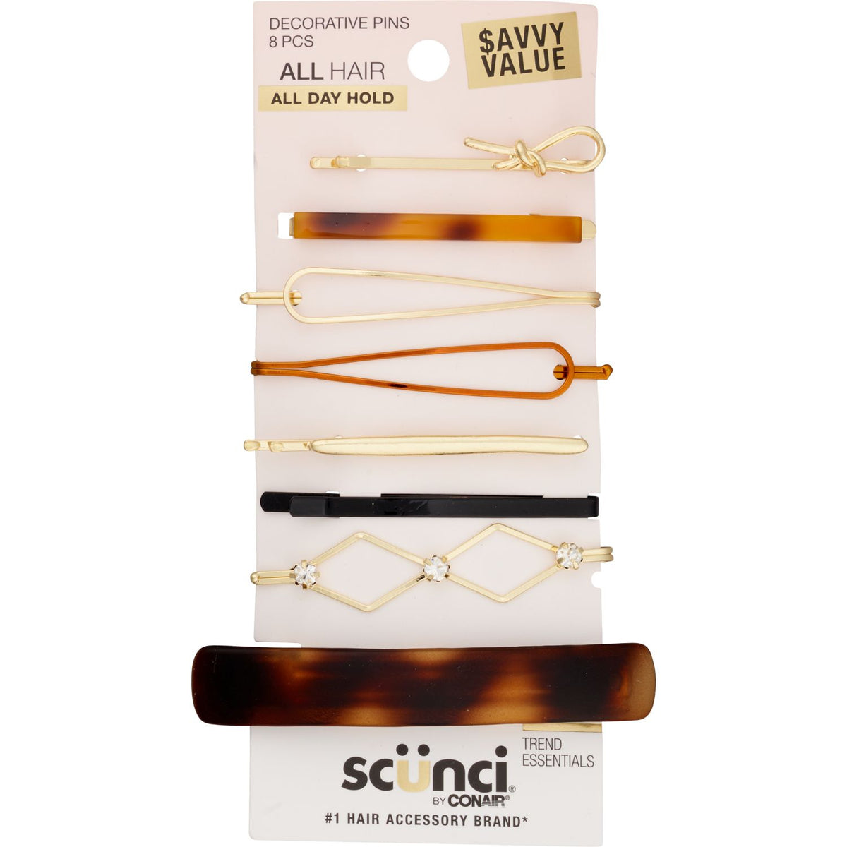 scünci Mixed Fashion Pins & Barrettes - Assorted, 8 count