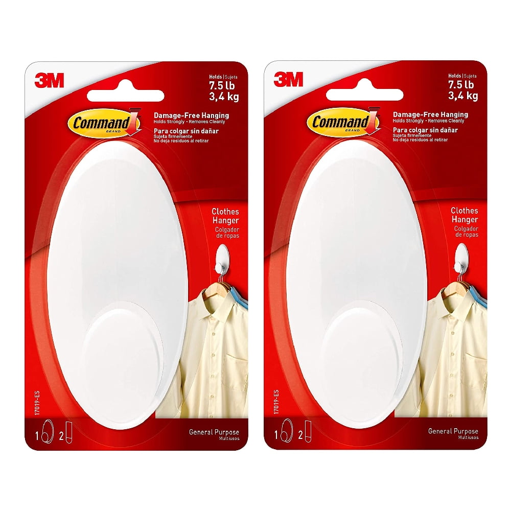 Command Clothes Hanger Hook - White, 1 Hook + 2 Strips