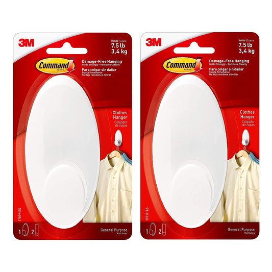 Command Clothes Hanger Hook - White, 1 Hook + 2 Strips