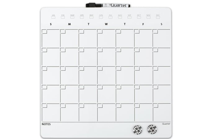 Quartet Frameless Magnetic Dry Erase Calendar Tile, 14" x 14"