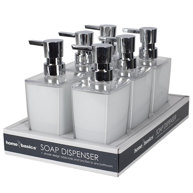 Home Basics Acrylic Plastic Soap Dispenser, Grey, 10 oz