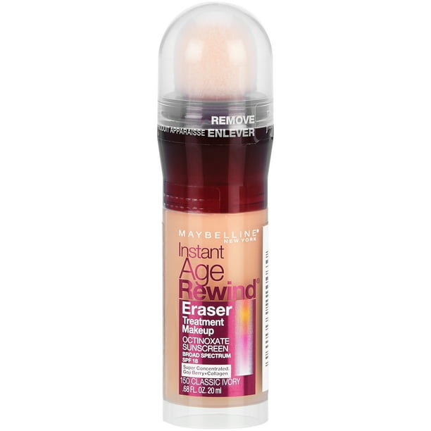 MAYBELLINE New York Instant Age Rewind Eraser Treatment Makeup, 150 Classic Ivory, 0.68 oz