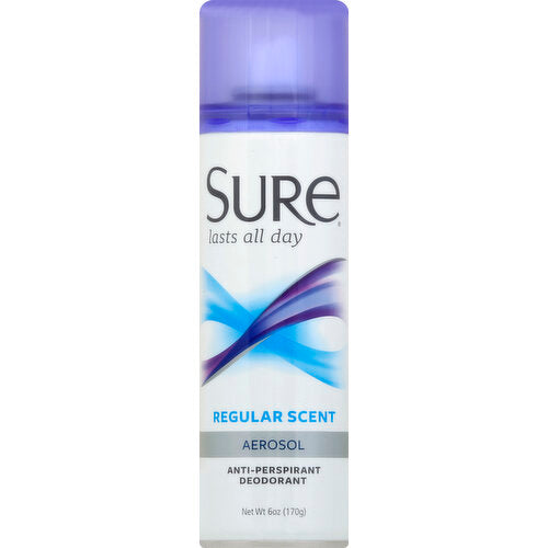 Sure Deodorant Antiperspirant Regular Aerosol 48Hr 6oz
