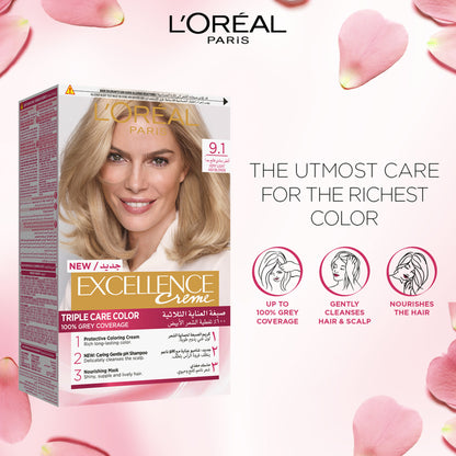 Loreal Excel Creme Color #9.1 Light Ash Blonde 1.74oz
