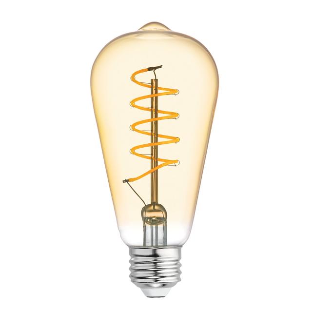 GE Lighting Vintage Style ST19 LED Light Bulb, Edison Style Bulb, Amber Glass, 60 Watt Replacement