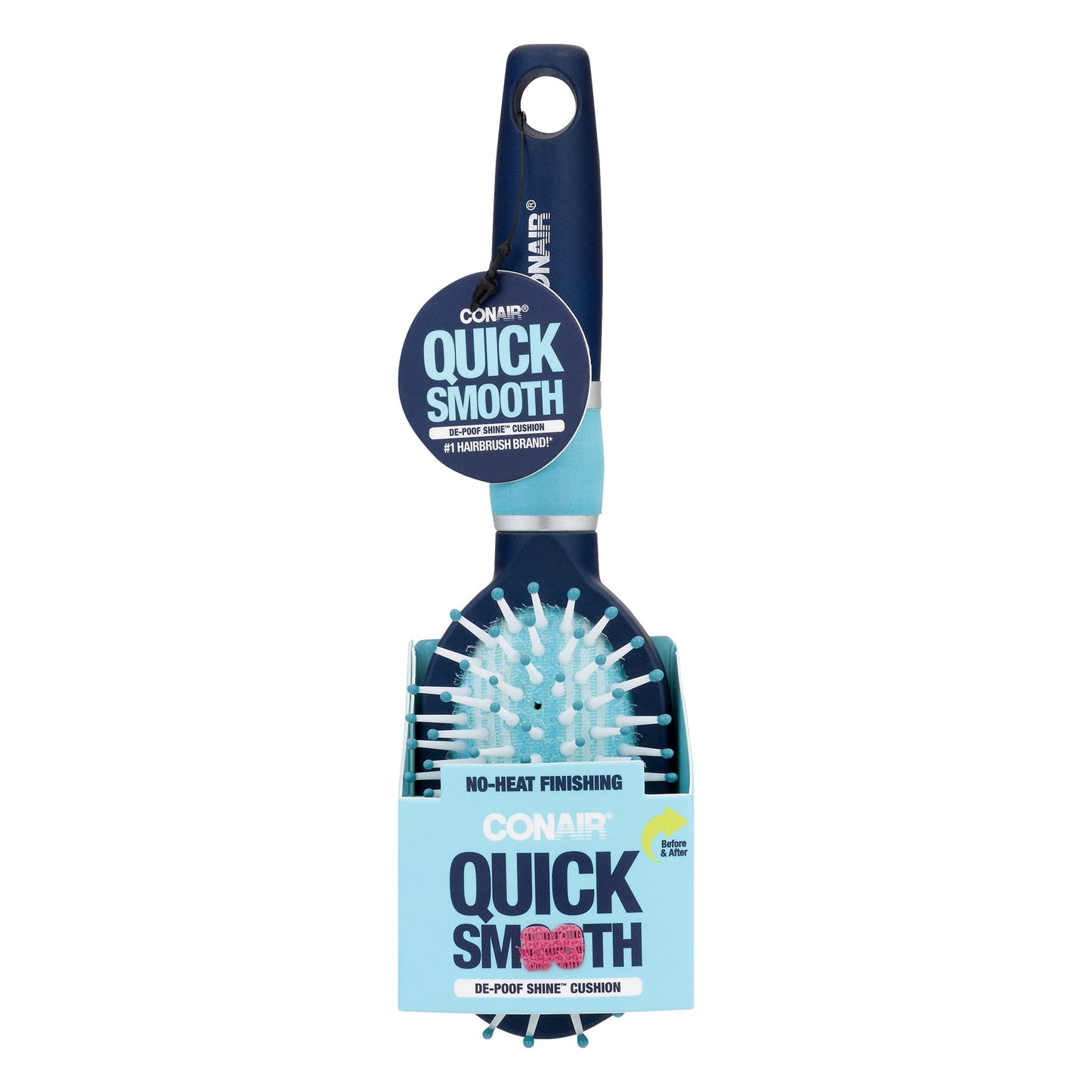 CONAIR Quick Smooth De-Poof & Shine Oval Cushion Hair Brush