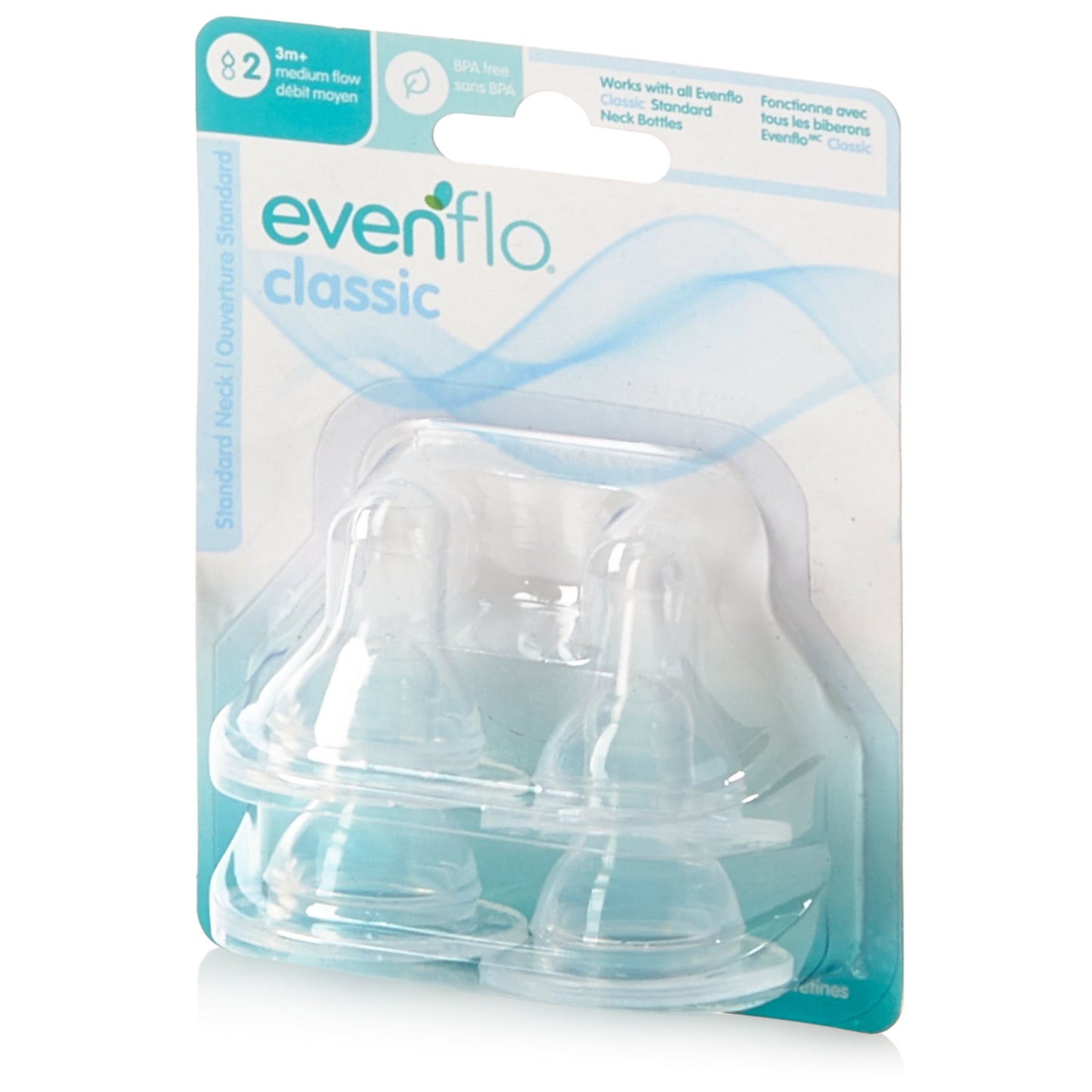 Evenflo Feeding Classic Standard Neck BPA-Free Silicone Fast Flow Nipples - 8 Months+, 4 Pack