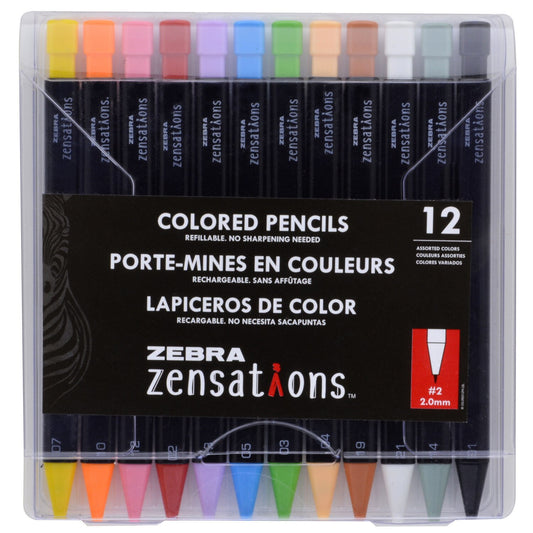 Zebra Pen Zensations Mechanical Colored Pencils, 2.0mm Point Size, 24-Count
