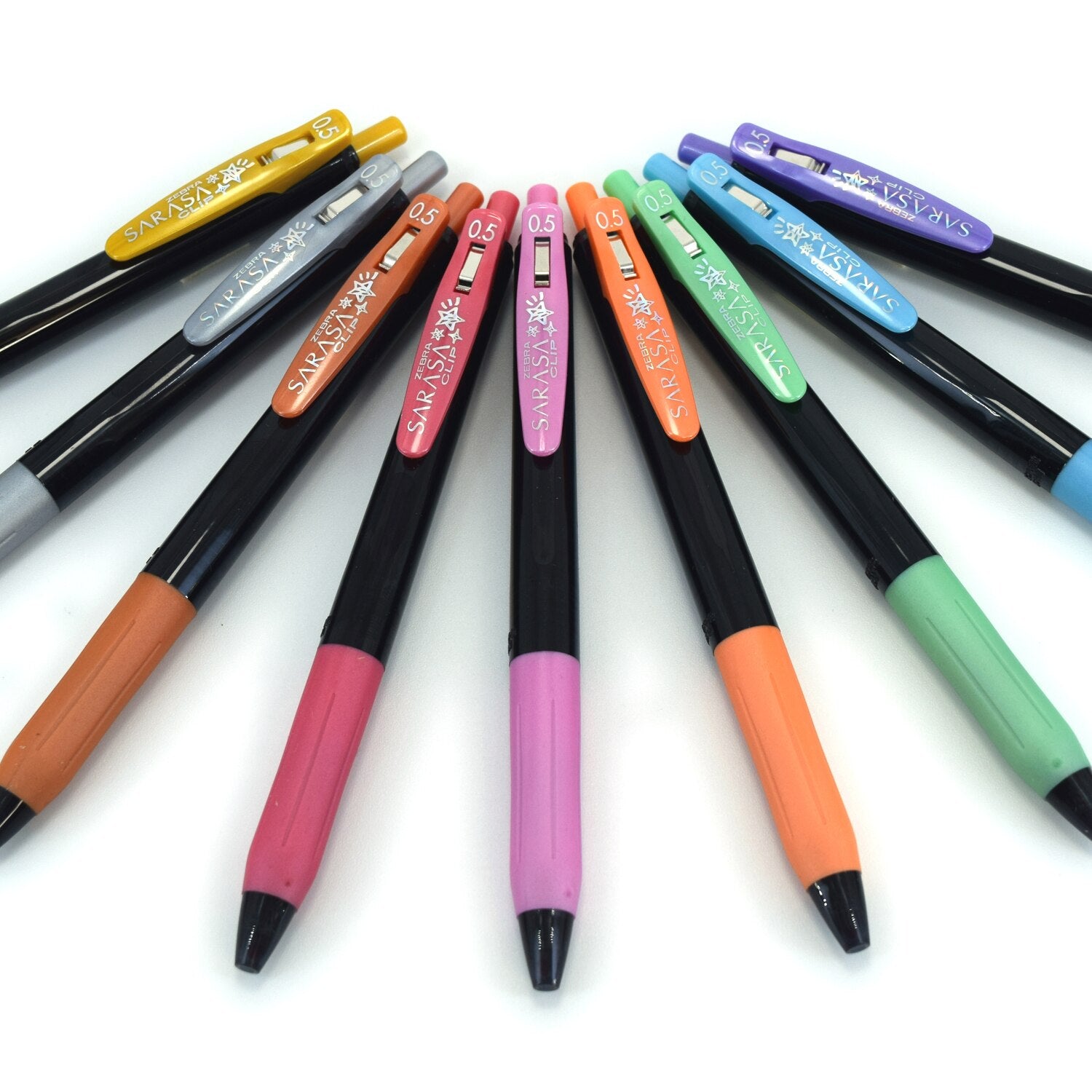 Zebra Sarasa Clip Retractable Gel Pens - Shiny Assorted Colors, 9 count