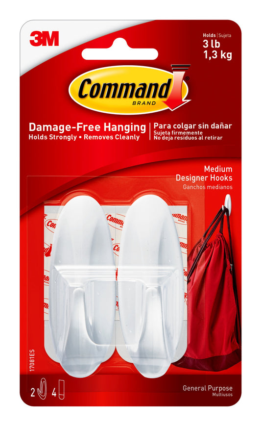 Command Small Wall Hooks - White, 2 Hooks + 4 Strips