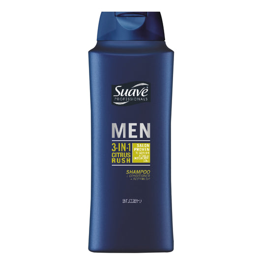 Suave Men Professionals 3-in-1 Shampoo + Conditioner + Body Wash - Citrus Rush, 3 oz