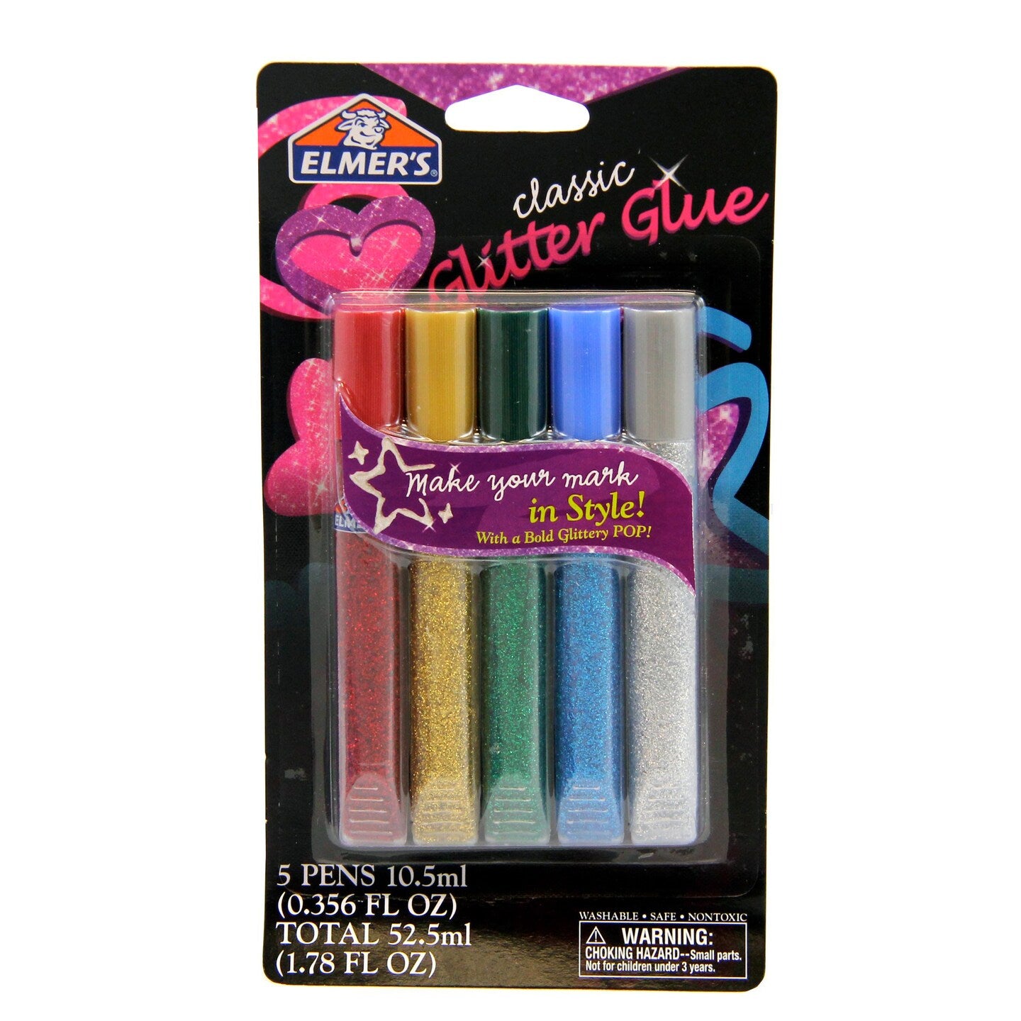 ELMER'S 3D Glitter Paint Pen Set - Classic Colors, 5 count