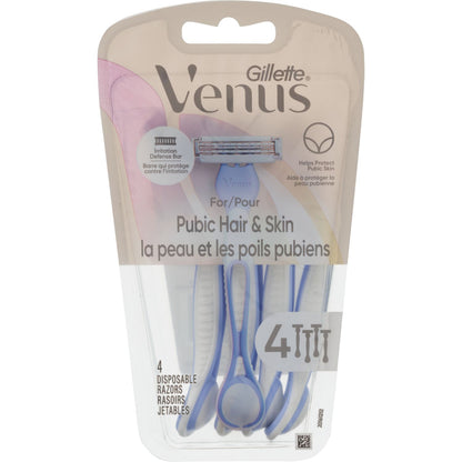 Gillette Venus Pubic Hair And Skin Disposable Razors 4 Count