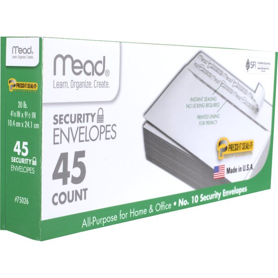 Mead Press-It Seal-It Envelopes  10  x 13   4 pk
