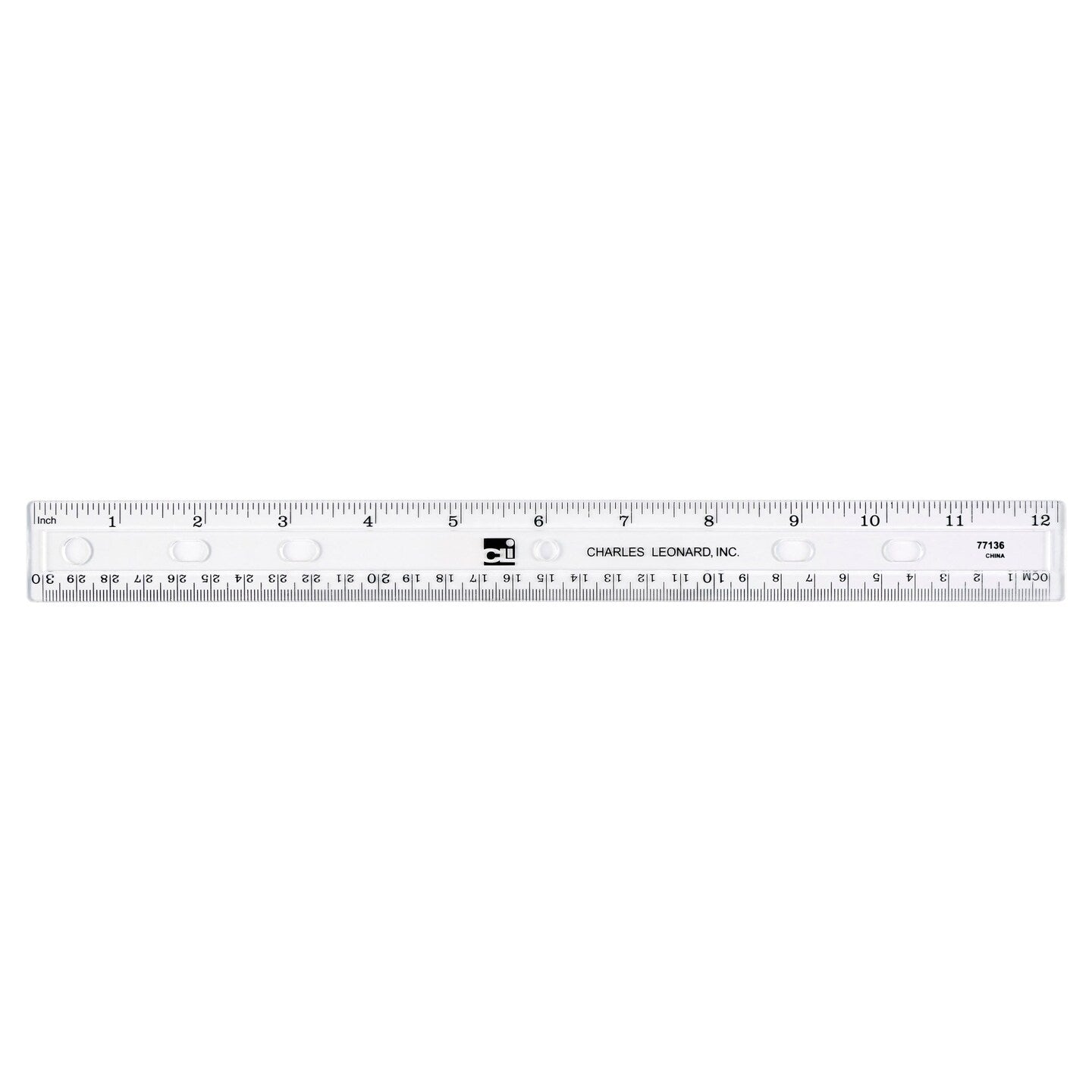 CLi Metal Edged Wood Ruler with Double Bevel, 12 Inches