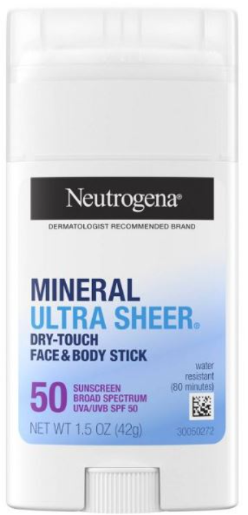 Neutrogena Ultra Sheer Spf#50 Mineral Face/Body Stick 1.5oz