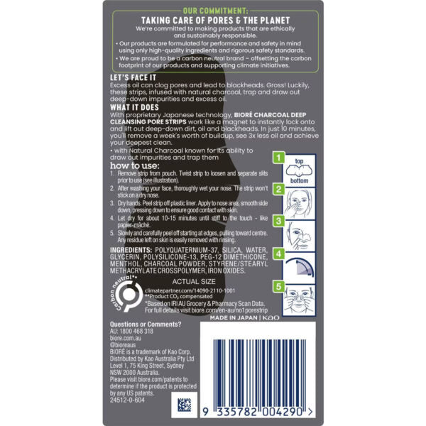 Biore Mens Charcoal Nose Strip 6 Count