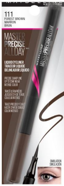 MAYBELLINE New York Master Precise All Day Liquid Eyeliner Makeup, 111 Brown, 0.034 oz