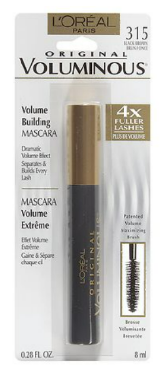 L'ORÉAL PARIS Voluminous Original Waterproof Bold Eye Mascara, 365 Waterproof Black Brown, 0.28 fl. oz.