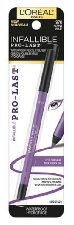 L'ORÉAL PARIS Infallible Pro-Last Waterproof, Up to 24HR Pencil Eyeliner, 970 Purple, 0.042 oz.