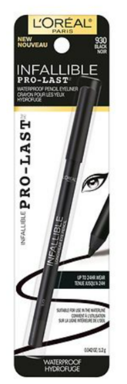 L'ORÉAL PARIS Infallible Pro-Last Waterproof, Up to 24HR Pencil Eyeliner, 930 Black, 0.042 oz.