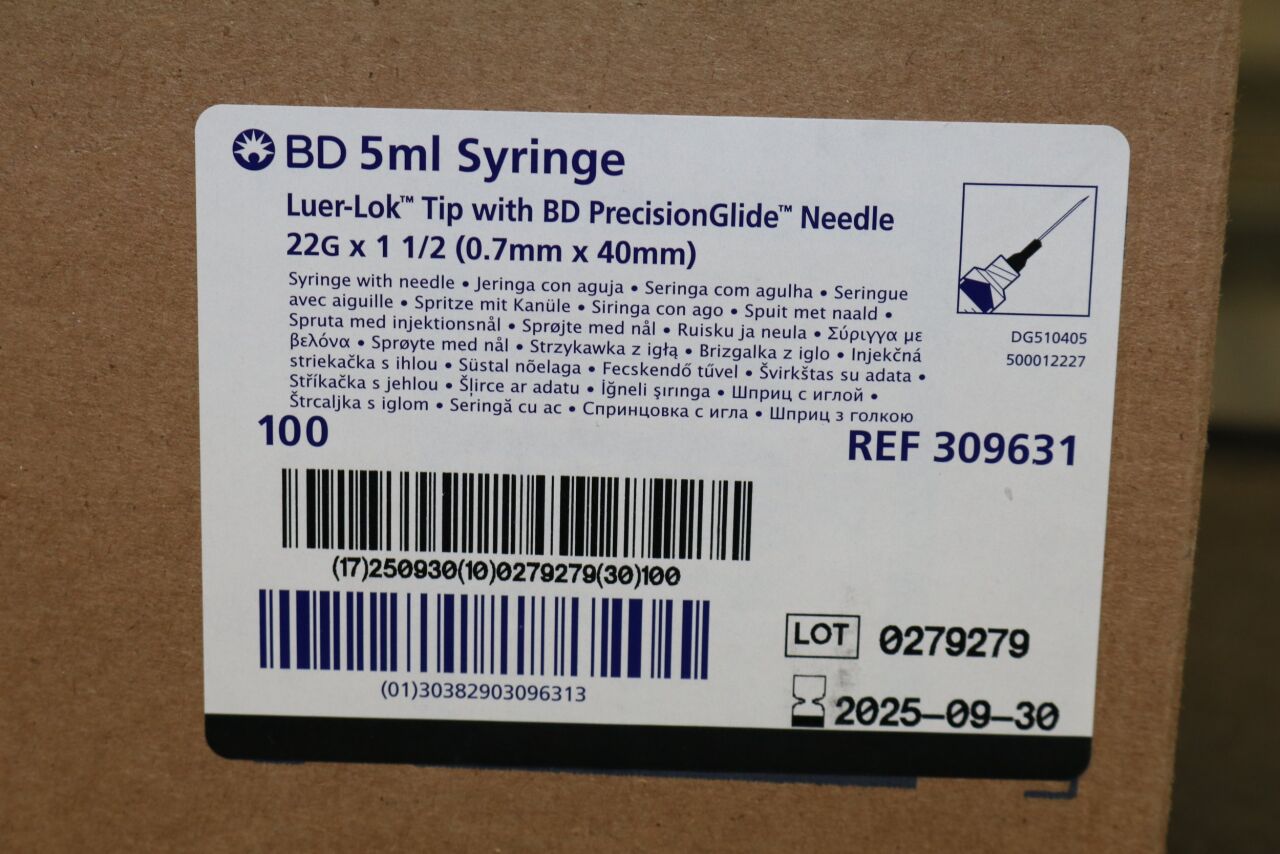 BD SY 22GX1.5N 5ML LL 100 309631