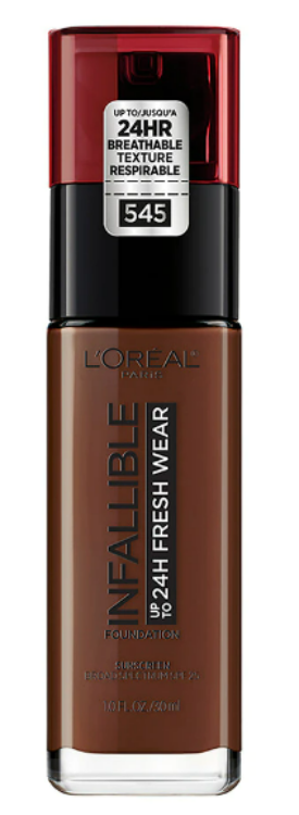 L'ORÉAL PARIS Infallible 32 Hour Fresh Wear Lightweight Foundation, 545 Ebony, 1 oz.