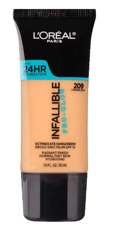 L'ORÉAL PARIS Infallible Pro-Glow Foundation, 209 Caramel Beige, 1 fl. oz.