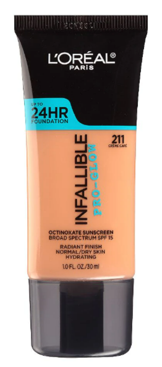 L'ORÉAL PARIS Infallible Pro-Glow Foundation, 211 Creme Cafe, 1 fl. oz.