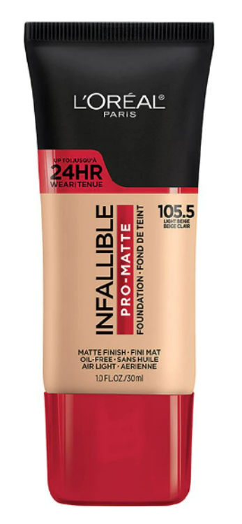L'ORÉAL PARIS Infallible Pro-Matte Blendable Foundation, Oil Free, 105 Natural Beige, 1 fl. oz.