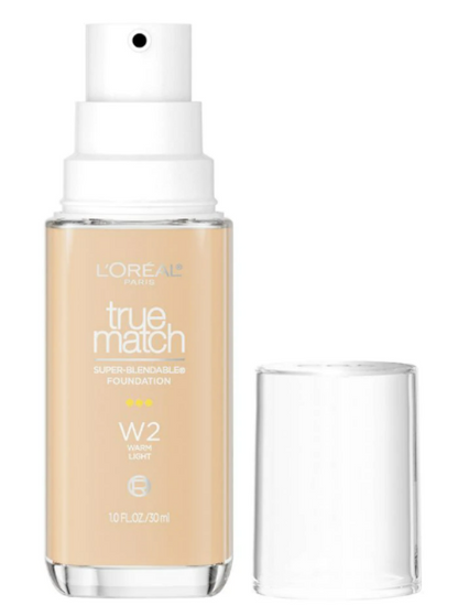 L'ORÉAL PARIS True Match Super-Blendable Foundation, Medium Coverage, W2, Light, 1 fl. oz.