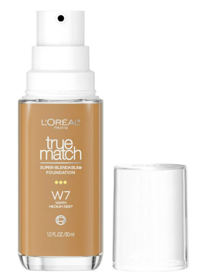 L'ORÉAL PARIS True Match Super-Blendable Foundation, Medium Coverage, W7, Medium Deep, 1 fl. oz.