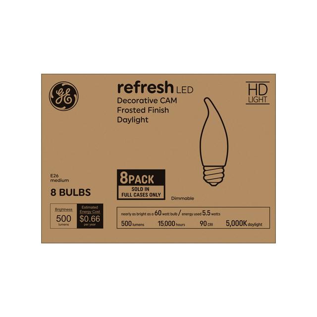 GE Lighting Relax HD LED 60 Watt Replacement, Soft White, CA11 Deco - Candle Bulbs, 2 Pack