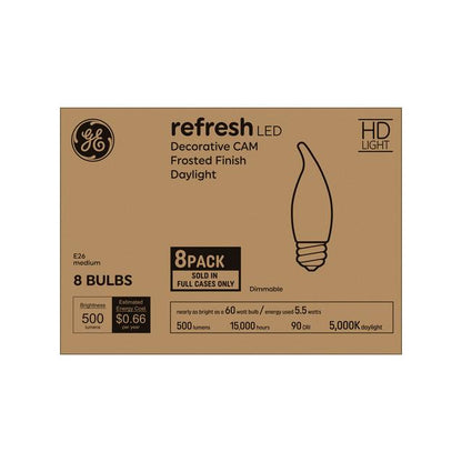 GE Lighting Relax HD LED 60 Watt Replacement, Soft White, CA11 Deco - Candle Bulbs, 2 Pack