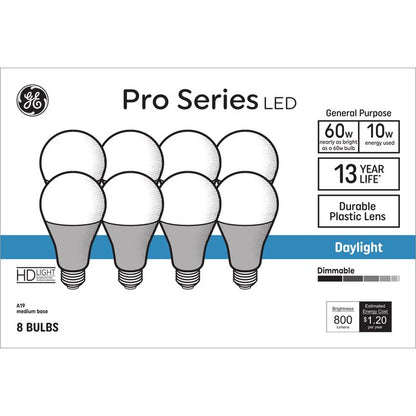 GE Lighting Daylight LED Light Bulb, A19 Medium Base, 8.5 Watt, 4 Count