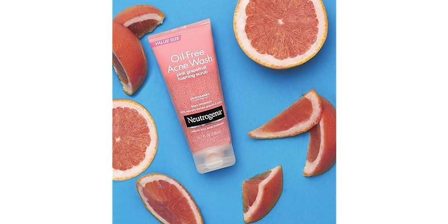 Neutrogena Oil Free Pink Grapefruit Acne Face Wash with Vitamin C, Travel Size