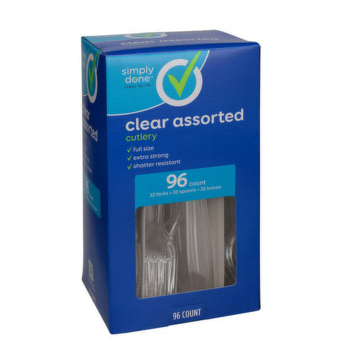 SENSATIONS Assorted Plastic Cutlery - Clear, 96 count