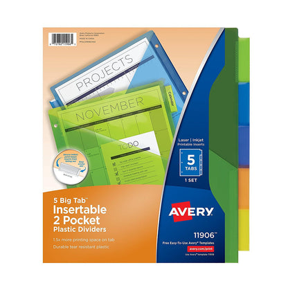 Avery Insertable Pocket Dividers - Assorted, 5 count