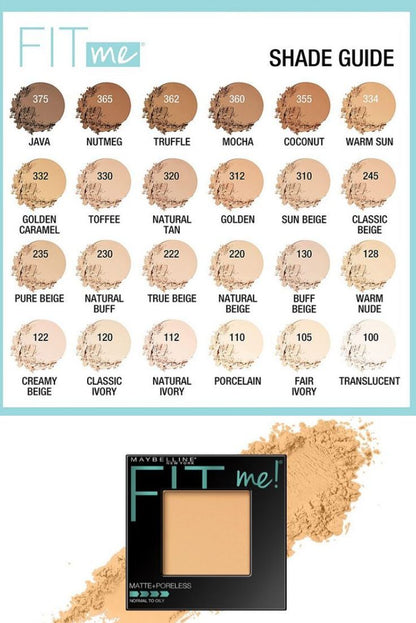 MAYBELLINE New York Fit Me Matte + Poreless Pressed Face Powder Makeup, 330 Toffee, 0.29 oz