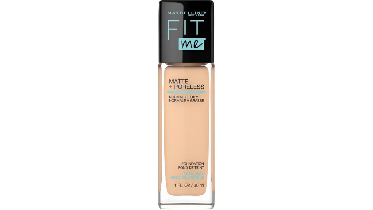 MAYBELLINE New York Fit Me Matte + Poreless Foundation Makeup, 124 Soft Sand, 1 oz