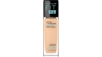 MAYBELLINE New York Fit Me Matte + Poreless Foundation Makeup, 124 Soft Sand, 1 oz
