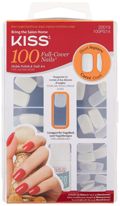 Kiss 100 Full Cover Nails Short Square (Short Length)