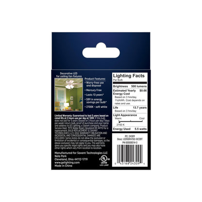 GE Lighting Classic LED 60 Watt Replacement, Soft White, A15 Ceiling Fan Bulbs, 2 Pack